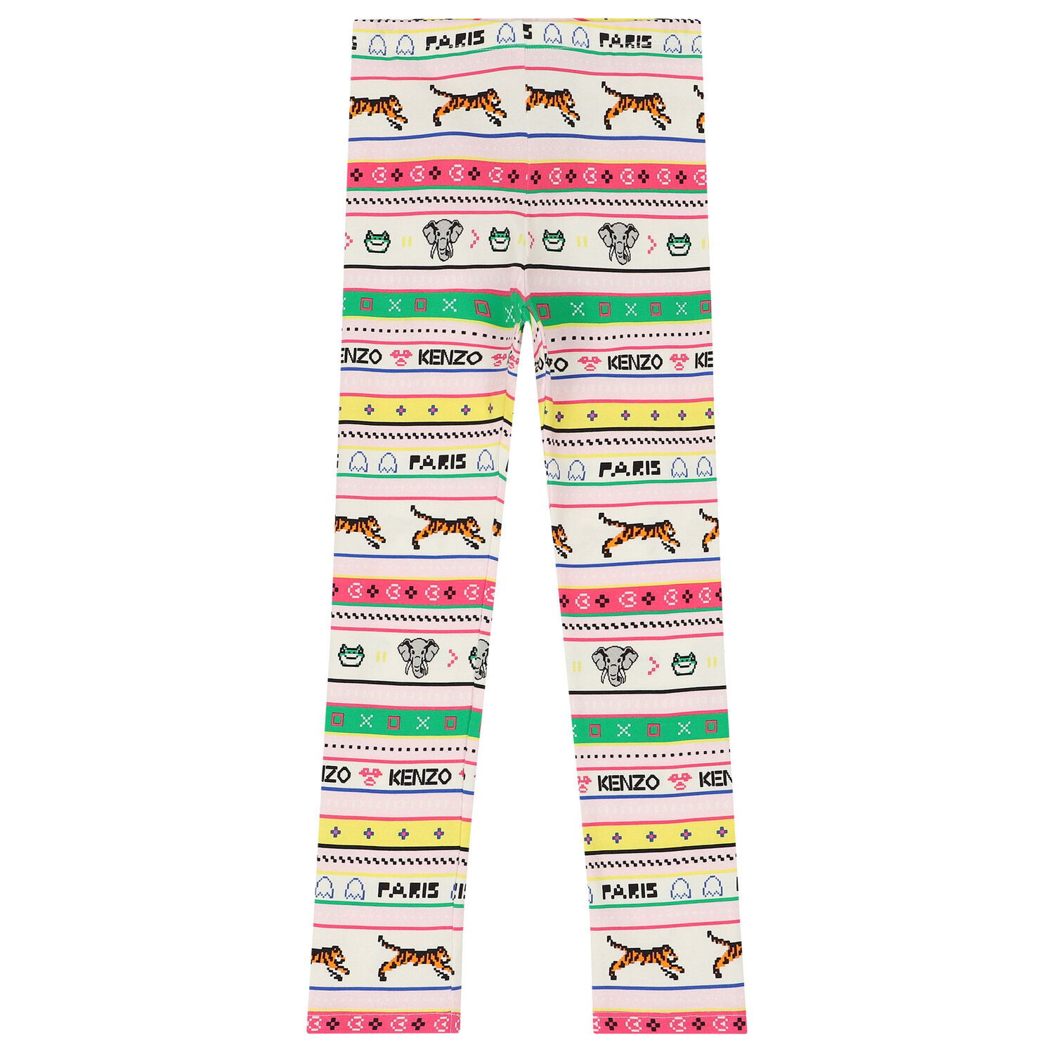 Girls Multi-Coloured Striped Leggings, 1, hi-res